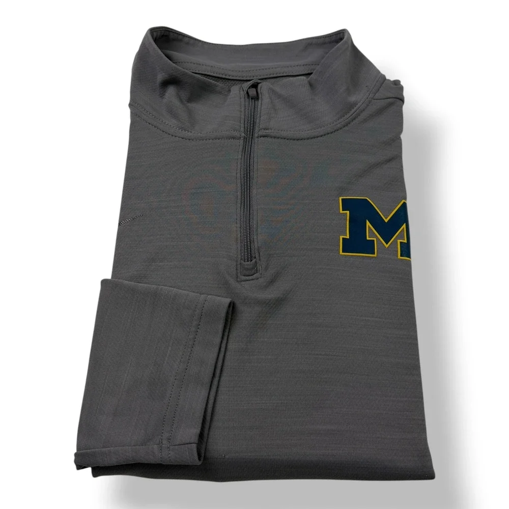 Nike Michigan Wolverines Dri-FIT Mens‎ Large Gray Quarter Zip Pullover Shirt